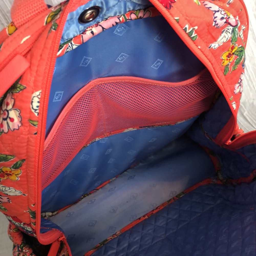 VERA BRADLEY XL Iconic Campus Coral Floral padded laptop tech backpack organizer - Picture 11 of 16